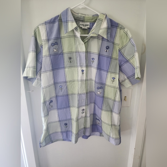 🎃 Vintage Alfred Dunner Patchwork Embroidered Grandma Cottagecore Button Up - Picture 2 of 9